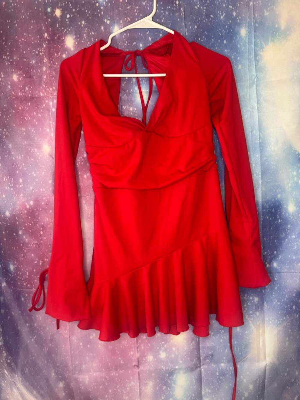 New fashion Nova red so perfect sculpt ruffle mini dress